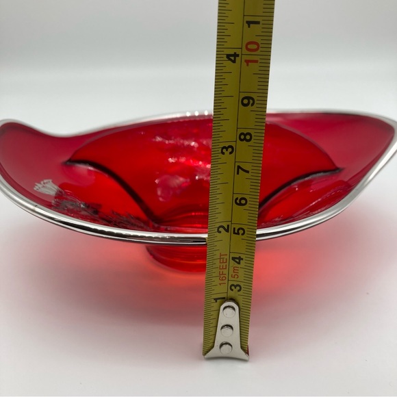 Viking Ruby Red Sterling overlay divided relish dish - Picture 4 of 8